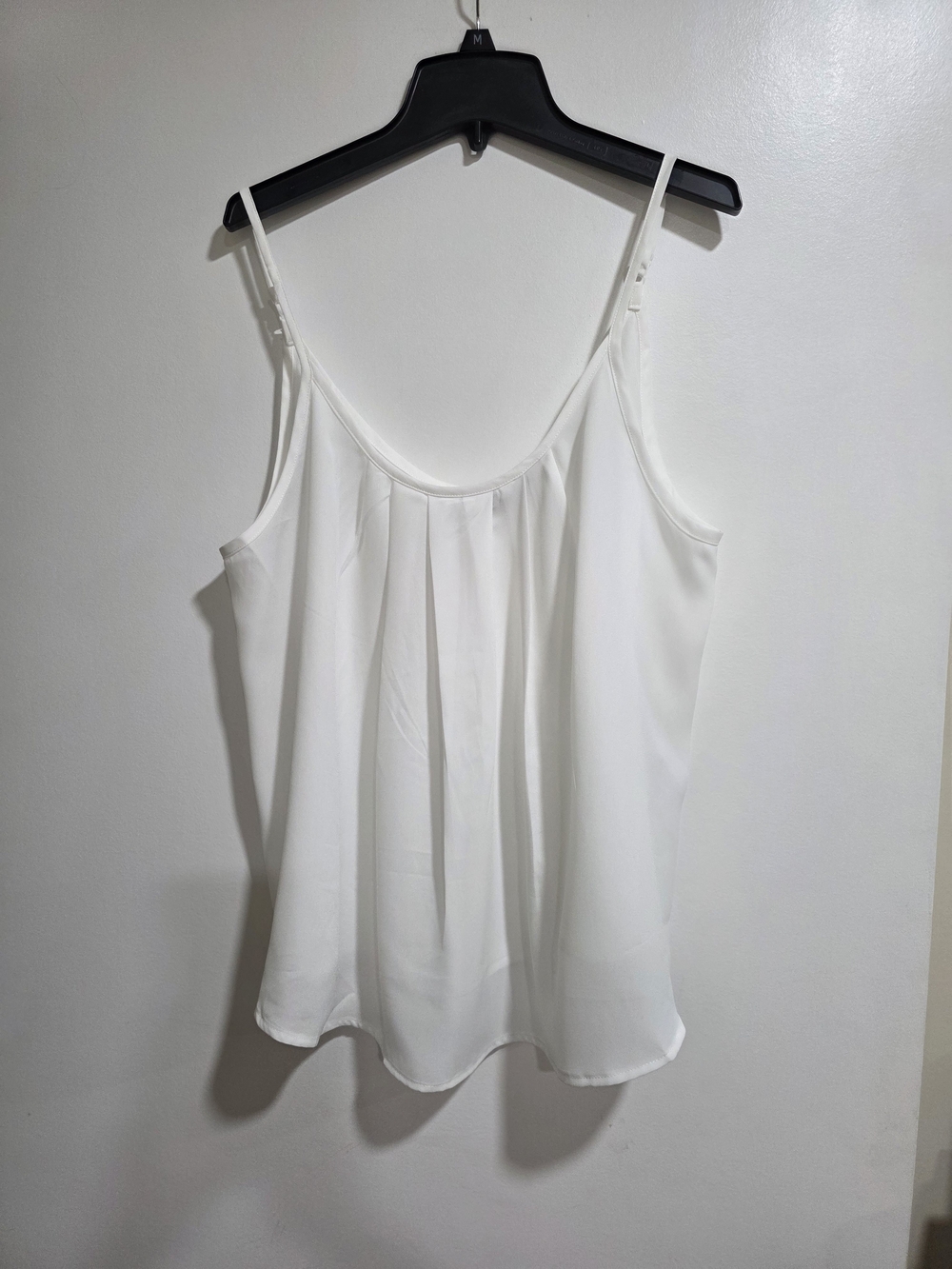 SHEIN Curve 0XL White Pleated Flowy Cami Tank Top